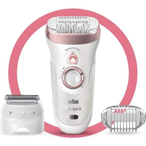 Braun Epilator Silk-épil 9 9-720, Facial Hair Removal for Women, Wet & Dry, Womens Shaver & Trimmer, Cordless, Rechargeable