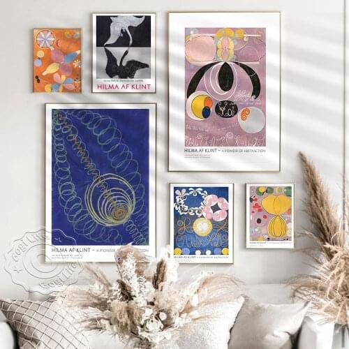 Hilma af Klint Abstract Art Exhibition Museum Poster, Bohemian Wall Decor, Scandinavian Wall Picture, Klint Home Decor Wall Art