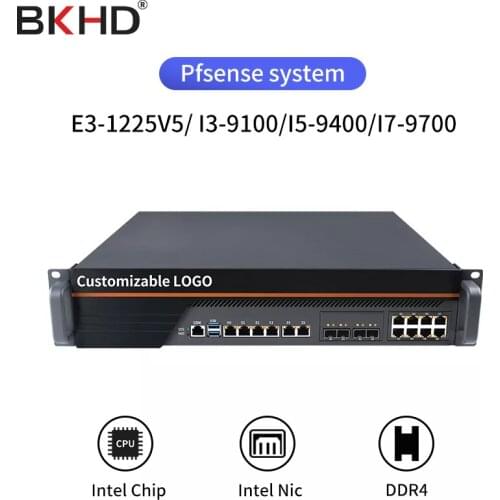 Intel Core I9-9900 (14 LAN/4*10G SFP 2USB/1COM/1VGA/Fan) X710 Firewall Mikrotik Pfsense VPN Network Security mini Router PC ESXI