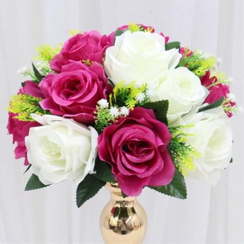 Artificial Roses Flowers 15 Heads Arrangement Bouquet for Home Office Parties
