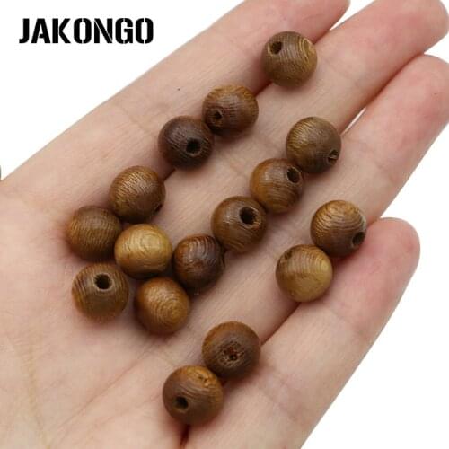 JAKONGO Round Ball Wood Spacer Beads Loose Beads for Jewelry Making Bracelet Earrings DIY Handmade Accessories 10mm 50pcs/lot