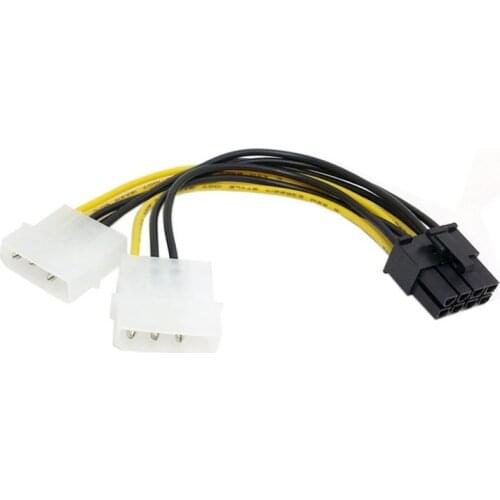 Dual Molex 4pin IDE to 8 Pin PCI-E pci express pcie Power Lead adapter Cable cord for Asus MSI VGA Video Graphic Card