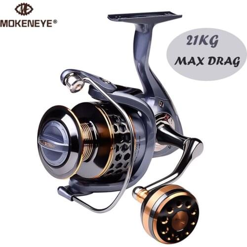 MOKENEYE Max Drag 21KG Spool Fishing Reel Gear 5.2:1 Ratio High Speed Spinning Reel Casting Reel Carp for Saltwater Pesca