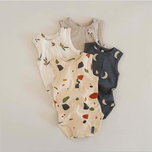 Newborn Baby Romper Jumpsuit Summer Baby Clothes Sleeveless Infant Baby Girls Boys Romper Clothes Cotton Baby Overalls Pajamas