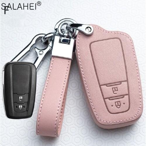 Leather Car Key Cover Case For Toyota Prius Camry Corolla C-HR CHR RAV4 Prado Auris Avensis Land Cruiser 200 Prado Crown Revo