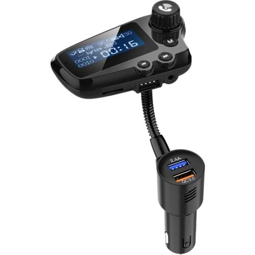 LCAV BT Hands Free LCD Display Mp3 Fm Transmitter Modulator With Bluetooth Car Charger Dual USB port