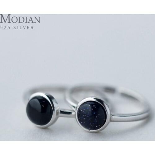 Modian Fashion 925 Sterling Silver Purple Sands Crystal Agate Opening Ring for Women Minimalist Design 2 Style Ring Fine Jewelry