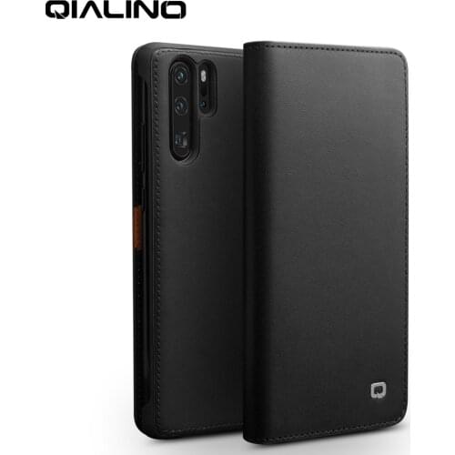 QIALINO Genuine Leather Fashion Flip Case for Huawei P30 6.1 inch Handmade Card Slots Phone Cover for Huawei P30 Pro 6.47 inch