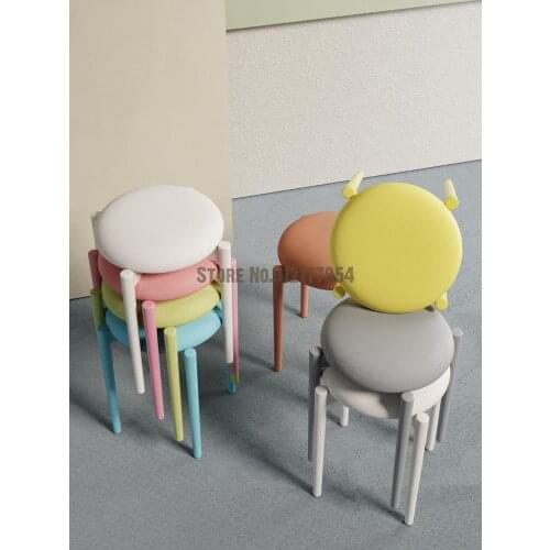 Plastic stool thickened household high stool for adults strong living room round stool dining table can be stacked dining chairs