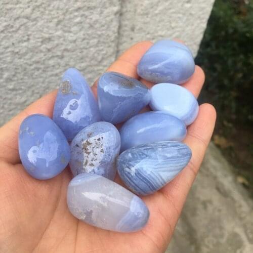 Polished Crystals Healing Stones Gravel Natural Blue Lace Agate Tumbled Stones For Home Decoration