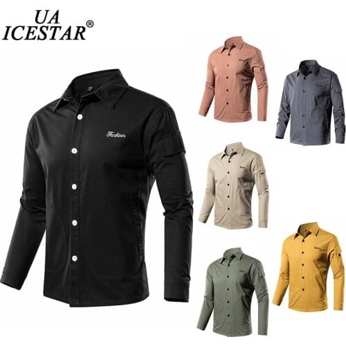 UAICESTAR Men Autumn New Fashion Casual Long Shirt Slim Brand Business Embroidery Shirt Men Soft Comfortable Spring Mens Shirts