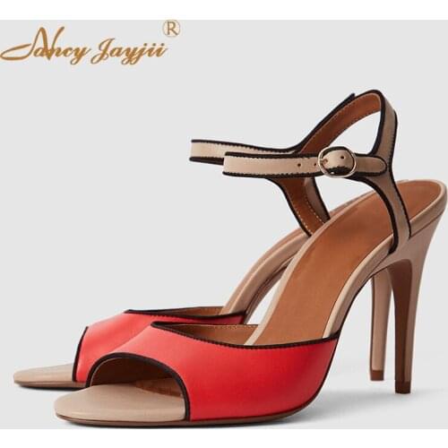 Lolita Red High Heels Sandals Ankle Strap Womens Shoes Stilettos Peep Toe Spring Summer Holidays Cute Young Large Size 11 12 13