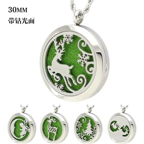 Mix Christmas Aromatherapy/Essential Oils Diffuser Locket Floating Lockets Pendant/Necklace Jewelry 10pcs