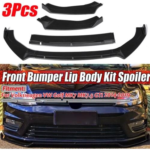 New 3 Pieces Car Front Bumper Splitter Lip Diffuser Spoiler Cover Guard For Volkswagen For VW Golf MK7 MK7.5 GTI R GTD 2014-2019