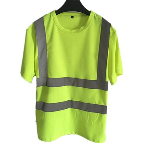 Reflective Safety Short Sleeve T-Shirt High Visibility Road Work Tee Top hi vis Workwear