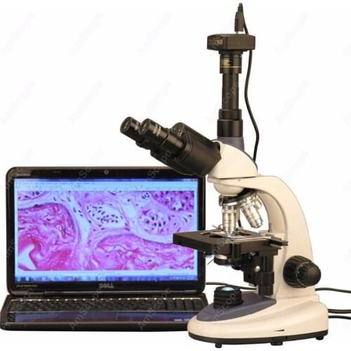 Trinocular Compound Microscope--AmScope Supplies 40X-2500X 3W LED Trinocular Compound Microscope with 5MP Digital Camera