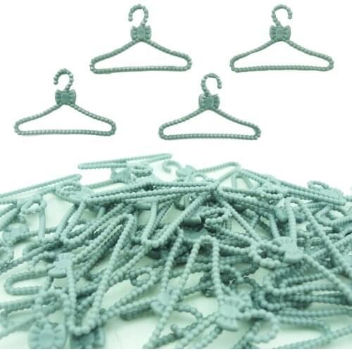 20 Pcs Cute Dress Clothes Racks Wardrobe Bedroom Accessories Gray Bow Hangers for Barbie Doll Dollhouse Play House