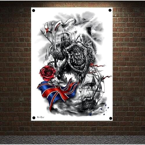 Vintage Knights Templar Posters Print Art Wall Decor Crusader Banners Flags Wallpaper Canvas Painting Wall Hanging Home Decor