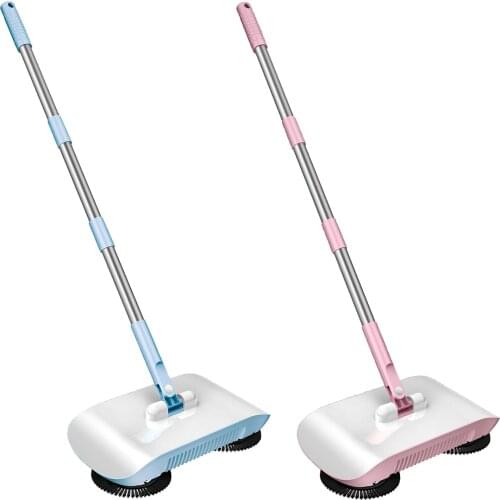 Spinning Hand Push Broom Sweeper Hard Floor Dust Cleaner Tool, 360 Degree Rotating