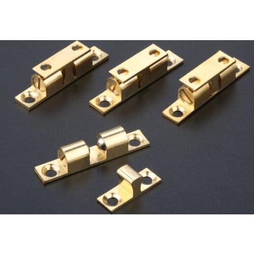4Pcs Pure Copper Double Ball Latch Clip Lock Cabinet Door Catches Touch Beads Bronze Brass Color Hardware Accessories 42x8mm