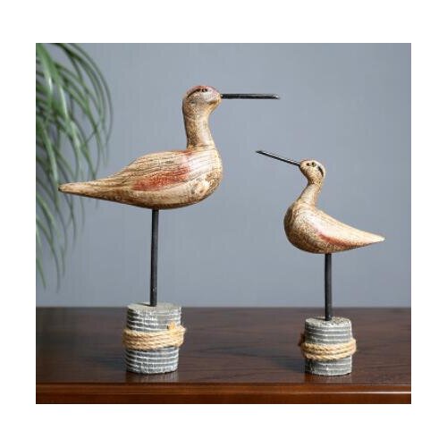 1 pair of American country simulation woodiness birdie Lucky living room TV cabinet statue Decorative crafts home decoration
