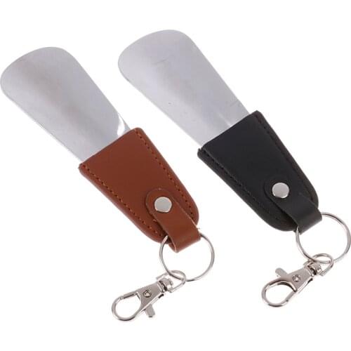 1pc Durable Stainless Steel Shoehorn Shoe Horn Foldable Leather Handle Easy to Carry Quality Shoes Accessories For Men Women