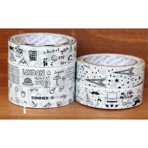 2roll Retro simple white background black line pattern PVC tape masking washi tape