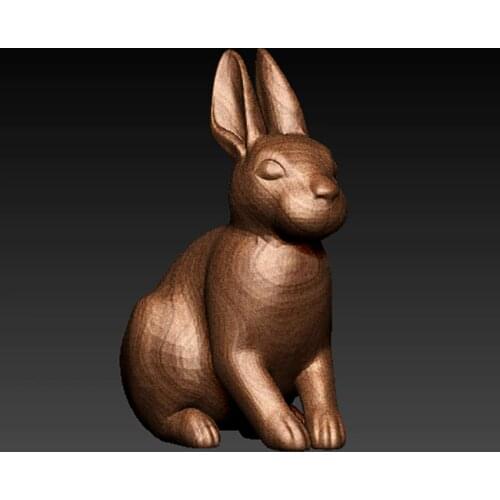 2pcs Cute Rabbit 3D model for cnc 3D carved figure sculpture machine in STL file