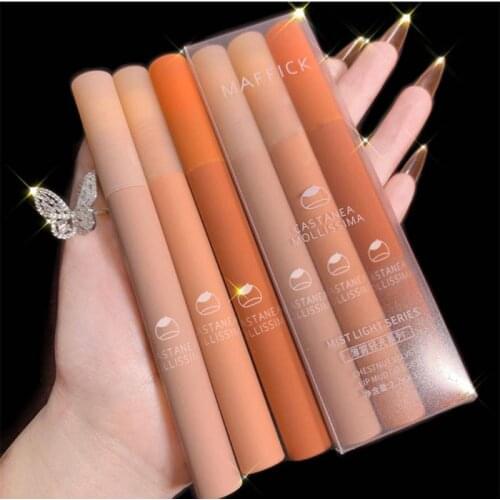 3Pcs/Set Matte Velvet Lip Glaze Set Lip Gloss Waterproof Non-stick Cup Lipstick Waterproof Lasting Moisturizer Cosmetics TSLM1