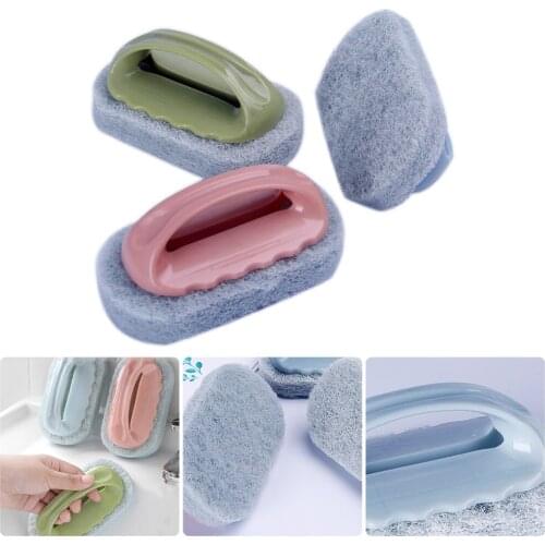 3pcs Multi-purpose Dish Brush Sponge Scrubber Non Scratch Scouring Pad with Handle Dish Washing Bathtub Cleaning Scrub Brush