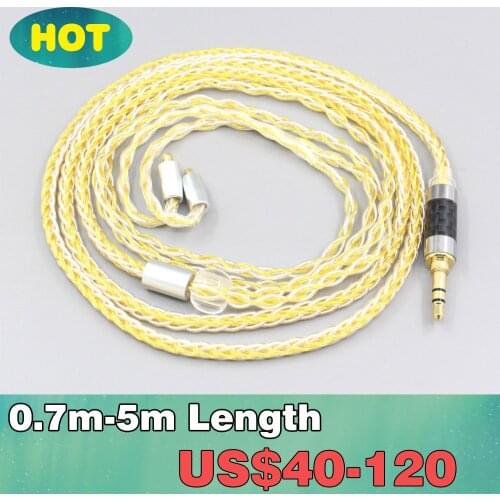 8 Core OCC Silver Gold Plated Braided Earphone Cable For Acoustune HS 1695Ti 1655CU 1695Ti 1670SS LN007300