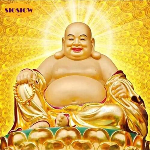 Full Drill 5D DIY Diamond Painting Gold Buddha 3D Square Round Dimond Embroidery Cross-stitch Kits Needlework Gifts For Parents