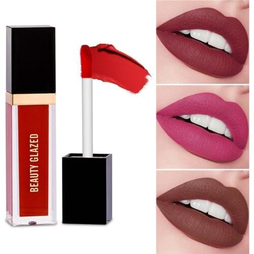 Beauty Glazed 24 Colors Matte Lipgloss Natural Long Lasting Lip Gloss Velvet Sexy Liquid Lipstick Makeup Lip Glaze 2ml TSLM1