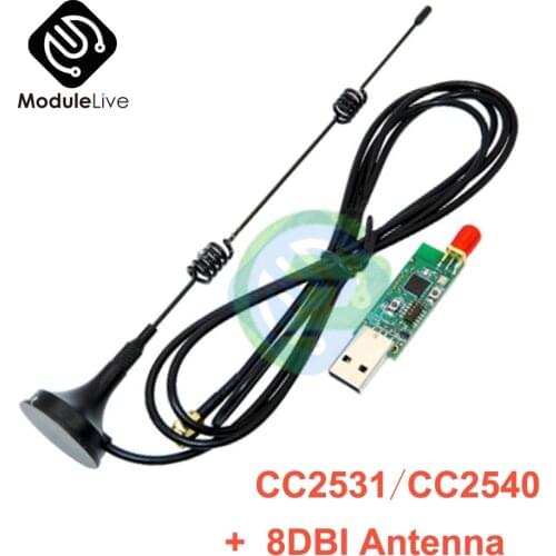 Wireless Zigbee USB CC2531 CC2540 Sniffer Board Packet Protocol Analyzer Module Bluetooth 4.0 Dongle Capture Module+8dbi Antenna