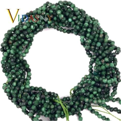 Natural Stone Faceted Malachite Beads Diy Necklace Accessories 2-4.5mm Spacer Loose Beads For Jewelry Making 15'' Wholesale