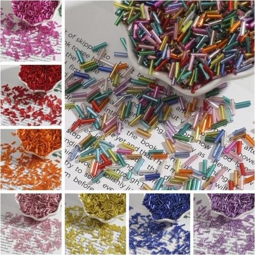 300pcs/lot 2x6mm Austria Crystal Long Tube Beads Lined Bugle Czech Glass Seed Spacer Beads for Jewelry Making DIY