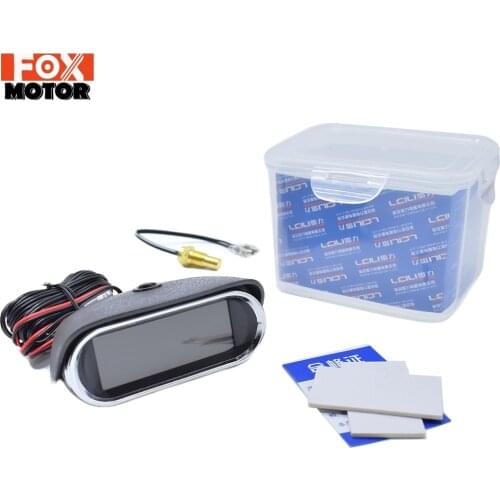 For Car Truck Motorcycle Digital Horizontal 2 in 1 LCD Water Temp Temperature Sensor 10mm 1/8 Voltmeter Volt Gauge 12V/24V