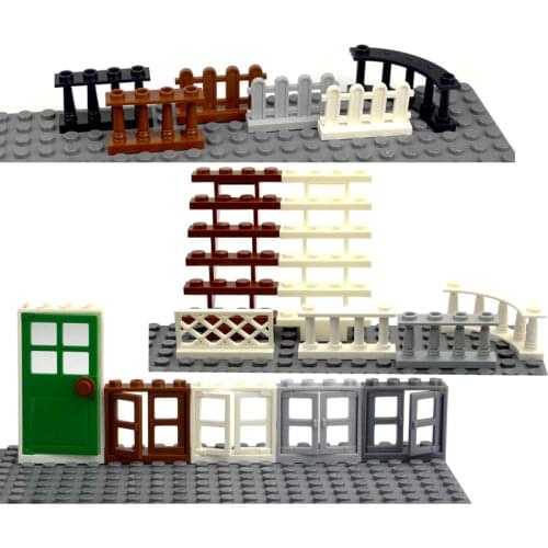 City door windows Accessories Building Blocks House Fence Stairs Ladder MOC Parts Bricks Toy for kid Compatible all brands