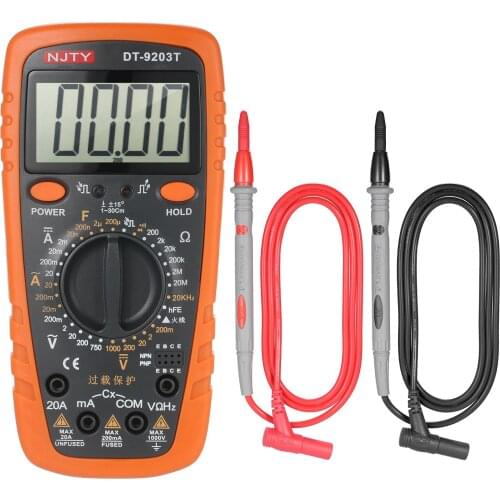 DT-9203T 20000 Counts Multimeter True RMS 2.6-inch LCD Digital Meter for Measuring AC/DC Current Voltage Resistance Capacitance