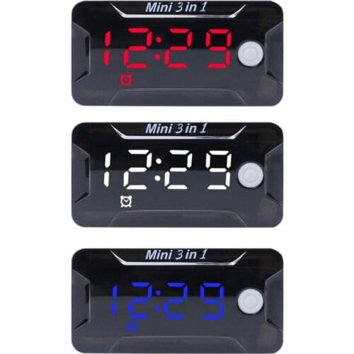 Electronic Clock 3 in 1 Universal Motorcycle Electronic Clock Thermometer Voltmeter Watch Display Motorbike Accessories