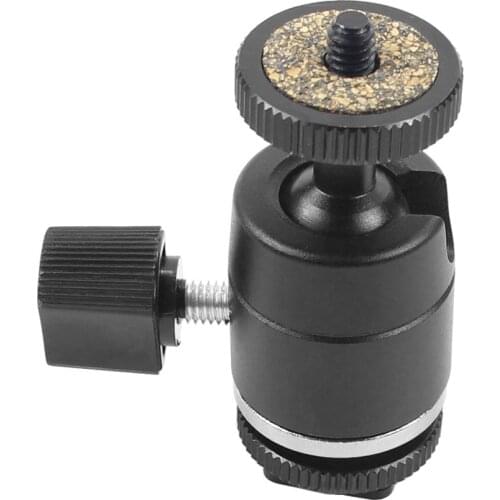 Alloy Tripod Head Rotatable 360 Degree Camera Ballhead Ball Head Hot Shoe Adapter to 1/4 Screw Mount Flash Light Spare Parts