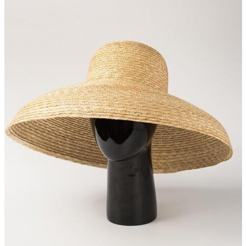 Ins retro elegant dome-shaped straw straw hat ladies summer sun protection sunshade concave shape beach straw hat