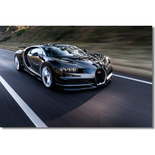 Canvas Painting Black Car Bugatti Chiron Sport Car Supercar Vehicle Posters and Prints Silk Wall Art Modern Home Decoration