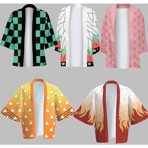Demon Slayer Cosplay Kimetsu No Yaiba Women/Men Cartoon 3D Printing Casual Streetwear Kimono Cloak Halloween Party Costume