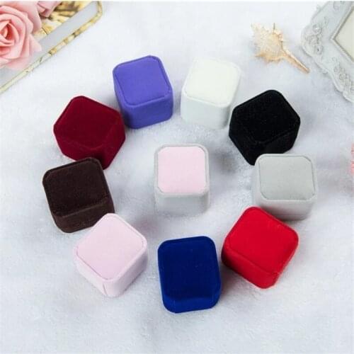 Wholesale 20pcs/lot Classic Velvet Jewellery Box 5.5x5x4.3cm Ring Earring Boxes Jewelry Storage Packaging Cases