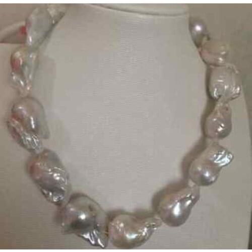 Classic 25-30mm baroque pearl white necklace 18inch