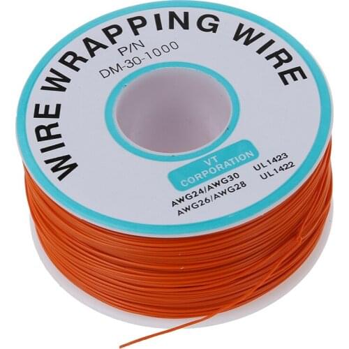 LBER PCB Solder Orange Flexible 0.5mm Outside Dia 30AWG Wire Wrapping Wrap 1000Ft