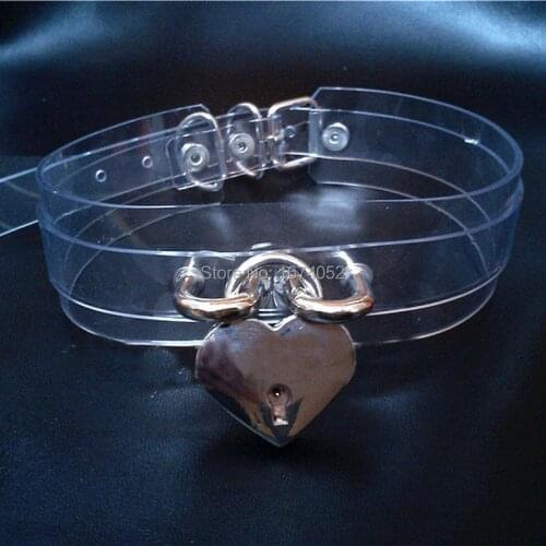 Fashion Fetish 100% Handmade Padlock Choker Lock Key Clear PVC Collar Layered Vinyl Punk Gothic Cosplay Necklace