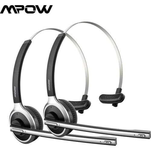 Mpow M5 Bluetooth Headset Wireless Over Head Earpiece Noise Canceling Headphones with Noise Reduction Mic for Call Center phones