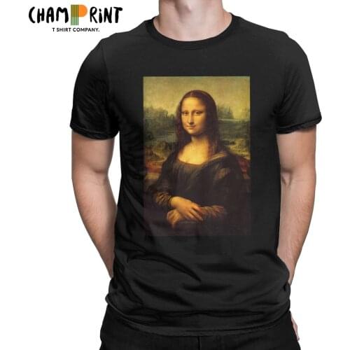 Mona Lisa HD T-Shirts for Men Hipster Cotton Tees Crew Neck Short Sleeve T Shirts Printed Clothing